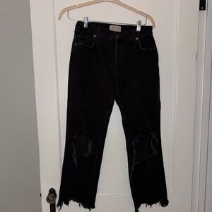 Free People Black Distressed Ankle Jeans